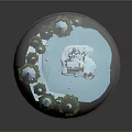 Decorative Snow Globe with Green Pine Trees Small House Snowy Ground and Falling Snowflakes