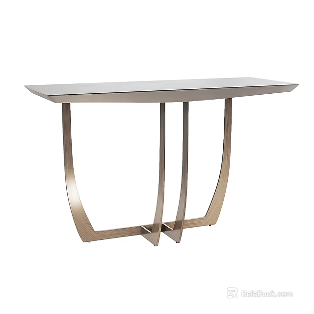 Modern Console Table Design With Sleek Top And Curved Metal Support Frame 3d model 