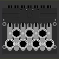 Black Computer Control Panel With Multiple Round Knobs And Interface Module 3d model