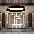 Luxurious Hotel Lobby Interior With Chandelier Seating Areas And Decorative Walls