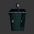 Teal Coffee Cup With Decorative Lid Patterned Body And Text Sleeve