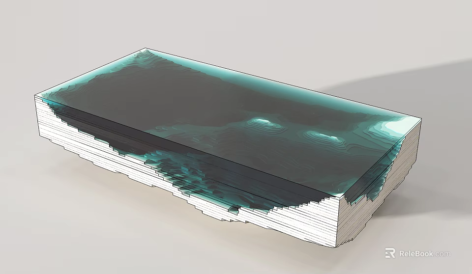 Modern Coffee Table With Glass Top And Layered Gradient Design Structure 3d model 