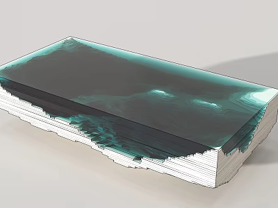 Modern Coffee Table With Glass Top And Layered Gradient Design Structure 3d model