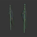 Two Traditional Warfare Spears with Attached Flags Metal Poles and Dark Fabric