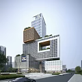 Modern Commercial Complex With Unique Architectural Design And Retail Office Spaces