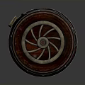 Wooden Decorative Barrel With Metal Bands And Carved Patterns For Home Storage