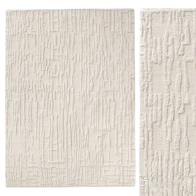 Beige Square Rug With Textured Geometric Patterns For Modern Living Room Decor 3d model 