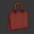 Dark Colored Square Shaped Leather Handbag With Quilted Diamond Pattern And Top Handles 3d model