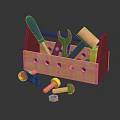Wooden Toy Tool Set With Screwdriver Wrench Hammer Screws And Play Blocks