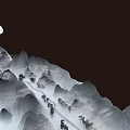 Snowy Mountain Landscape With Snow Covered Peaks Pine Trees And Winding Path