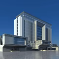 Modern High Rise Office Building With Glass Curtain Wall And Spacious Plaza
