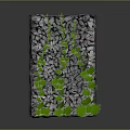 Wood and Stone Vertical Structure Decorated with Green Vines on Dark Background