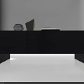 Modern Dark Wood Grain Decorative Cabinet With Sculpture Books And Cabinet Doors