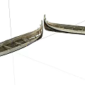 Two Traditional Wooden Boats With Classic Design And Wooden Seats On White Background