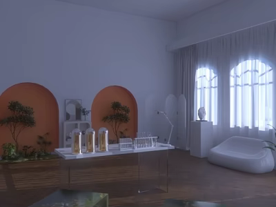 Modern Luxury Living Room Interior With Elegant Sofa Coffee Table And Decorative Plants 3d model