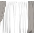 Gray and White Layered Curtains For Modern Home Window Interior Decor 3d model