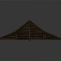 Wooden Roof Structure With Triangle Design And Square Base Model