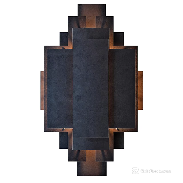 Modern Geometric Wall Lamp With Dark Panel And Wooden Frame Design 3d model 