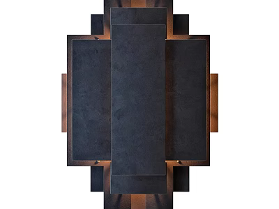 Modern Geometric Wall Lamp With Dark Panel And Wooden Frame Design 3d model