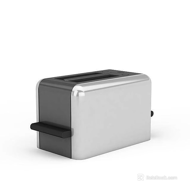 Modern Stainless Steel Toaster With Black Accents And Two Toast Slots Design 3d model 