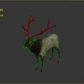 Brown and Pink Fur Deer With Large Antlers Standing On Gray Background