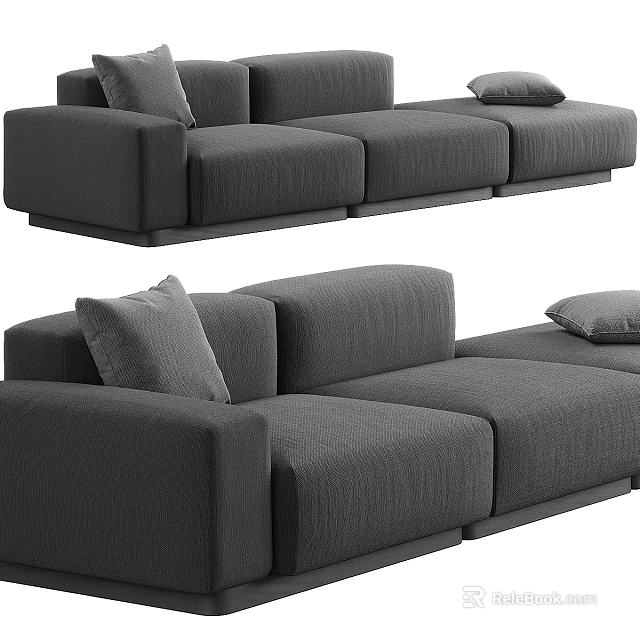 Modern Gray Fabric Sectional Sofa Set with Modular Design and Comfortable Cushions 3d model