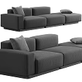 Modern Gray Fabric Sectional Sofa Set with Modular Design and Comfortable Cushions 3d model
