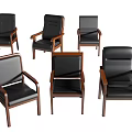 Modern Office Chairs With Black Leather Upholstery Wooden Arms Legs Multiple Designs