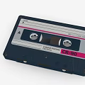 Deep Blue Musical Instrument Recording Cassette Tape with White Pink Stripes
