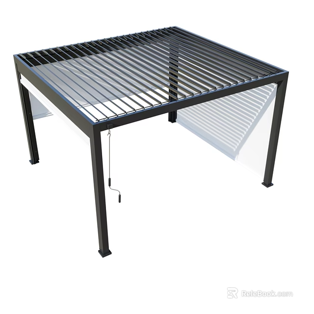 Modern Metal Architectural Structure With Slatted Top Supporting Posts And Transparent Panels 3d model 