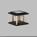 Outdoor Light With Solar Panel Top Golden Frame And Decorative String Lighting 3d model