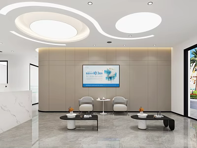 Elegant Modern Hospital Outpatient Waiting Area With Comfortable Sofa Coffee Tables And Display Screen 3d model