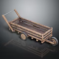 Classic Vintage Wooden Cart Featuring Handle And Solid Wheels Structure Design 3d model
