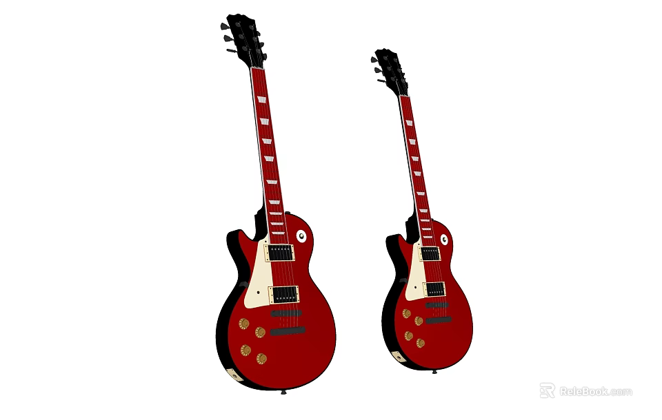 Red Electric Guitars Musical Instruments And Art Supplies With Classic Design 3d model 