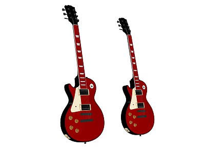 Red Electric Guitars Musical Instruments And Art Supplies With Classic Design 3d model