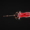 Fantasy Glowing Red Spear Weapon With Golden Shaft And Decorative Elements