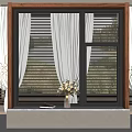 Cozy Bay Window Interior With White Curtains Blinds Vase Flowers Book And Potted Plant