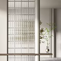 Modern Room Divider Design For Interior Space With Grille Pattern And Decorative Plants 3d model