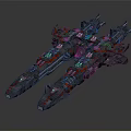 Two Futuristic Cosmic Spaceships With Sci Fi Design And Red Black Details