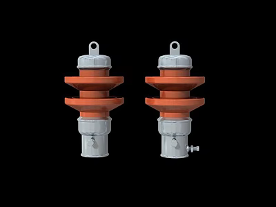 Two Orange Gray Layered Hardware Tools With Top Holes And Base Connectors 3d model