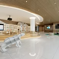 Modern School Learning Space Interior With Bookshelves Projector Seating And Sculpture 3d model