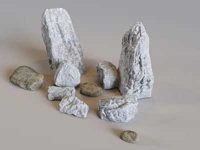 Natural Rockery Stones With Various Sizes Shapes And Textured Surfaces For Garden Decoration 3d model