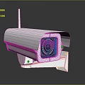 White Outdoor Mounted Surveillance Camera With Wireless Antenna And Projection Lens