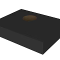 Modern Square Coffee Table With Smooth Dark Surface And Metal Tray 3d model