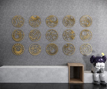 New Chinese-style Carved Wall Decoration Pendant 3d model