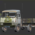 Old Rusty Blue And White Truck With Open Bed And Metal Rails