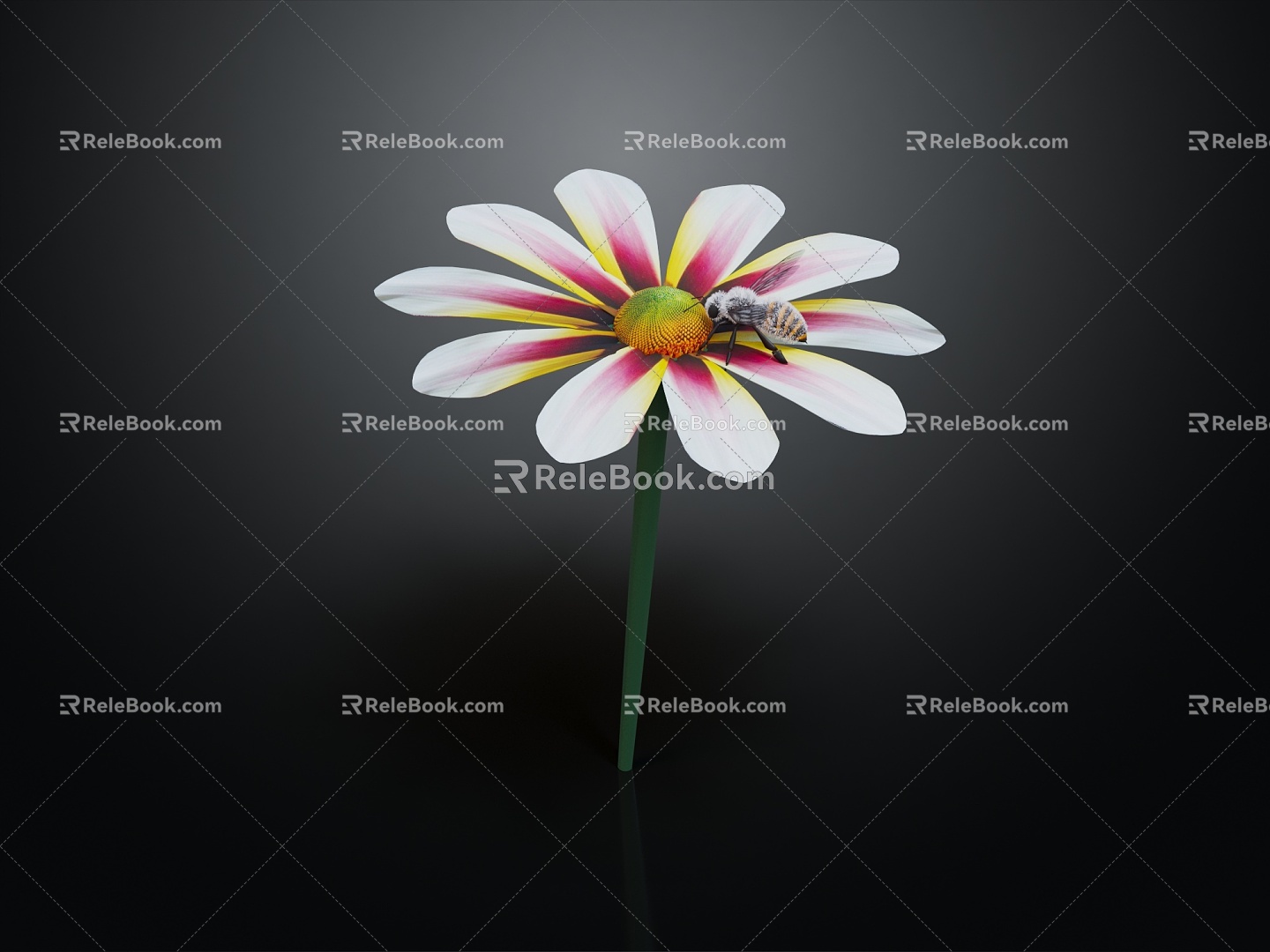 Modern flowers bees honey flowers 3d model