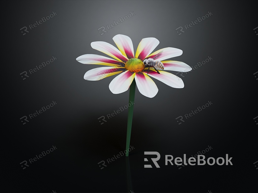 Modern flowers bees honey flowers model