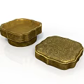 Vintage Brass Storage Boxes With Intricate Carved Patterns For Home Decor 3d model