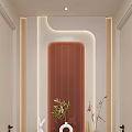 Simple Cream Style Arc Shape Hermes Orange Marble Corridor End View 3d model